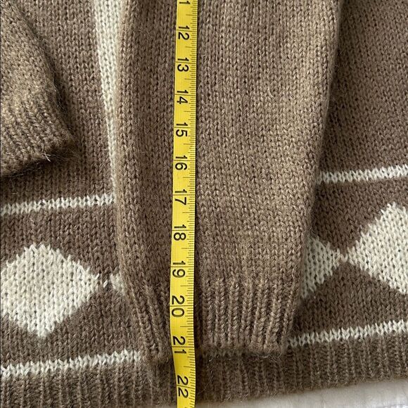 VTG Designers Originals Women’s L Mohair Blend Sweater Brown Beige Block Plaid - Picture 9 of 10